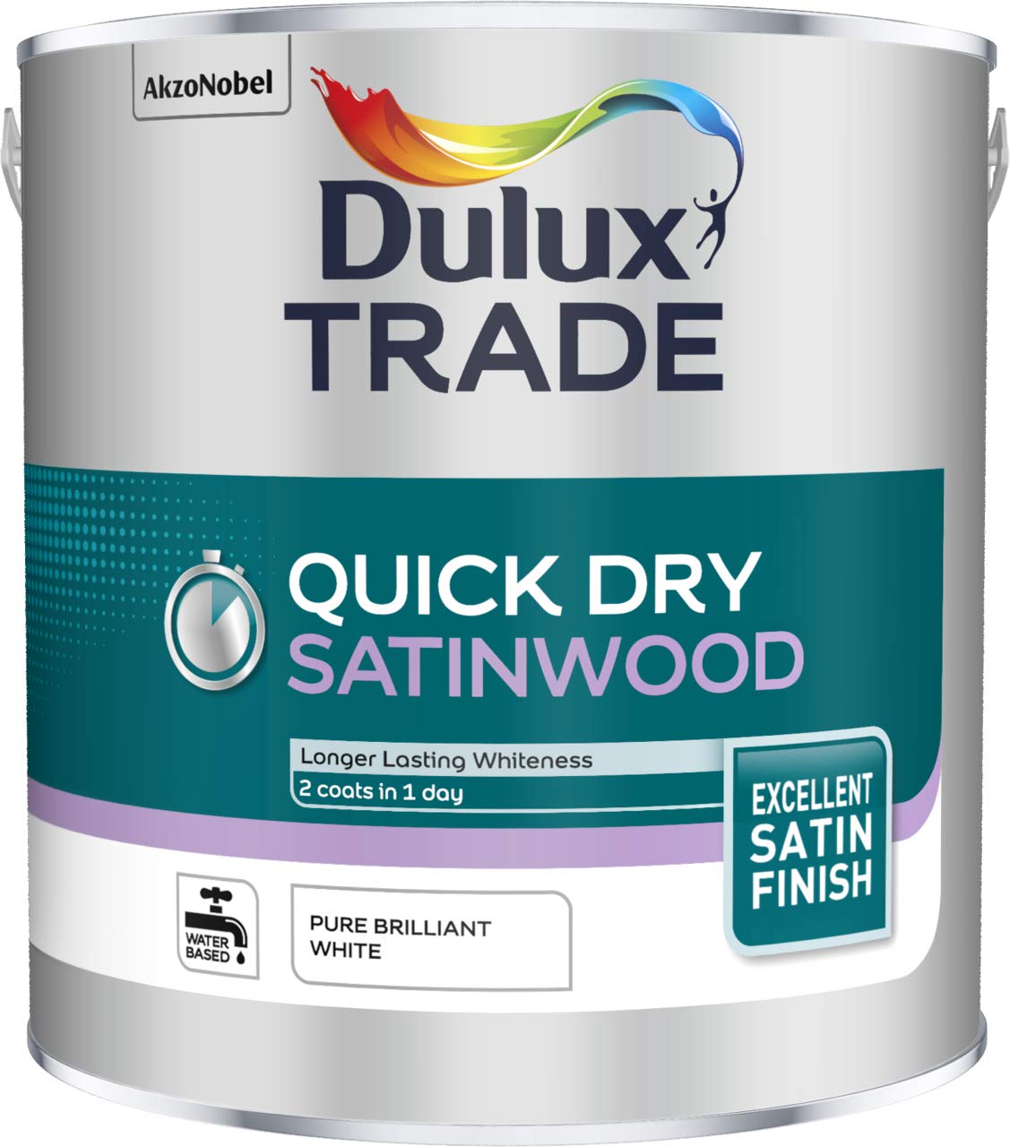 Dulux Trade Quick Dry Satinwood Paint 2.5L - Pure Brilliant White