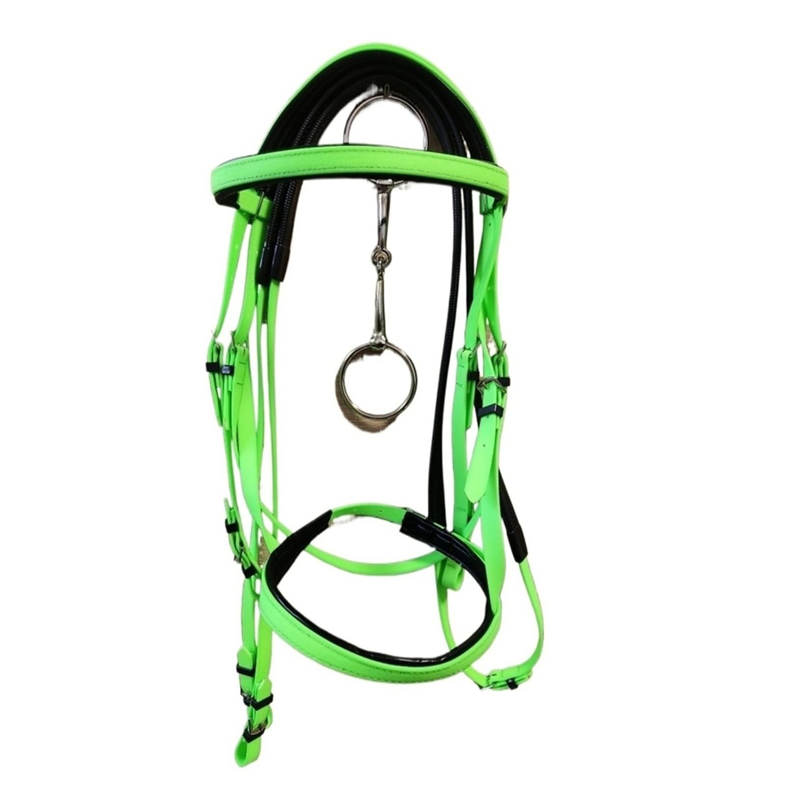 Halfter Für Pferde Dreiteiliger Anzug aus frostsicherem Leder mit Wasserzügeln und Nase, der im Winter Nicht aushärtet(Green)