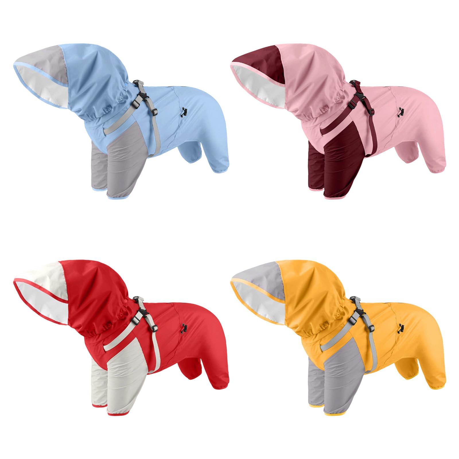 Impermeabile con cappuccio per cani con cappuccio staccabile, giacca impermeabile regolabile per cani di piccola e grande taglia attività all'aperto cappottino con cappuccio regolabile