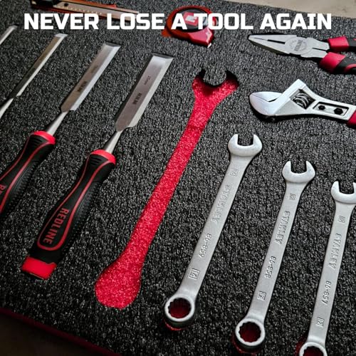 ONREVA Tool Box Foam 22x18x1.5 inch 3Pack, Foam Inserts for Cases, Polyethylene Storage Sheets for Toolbox Hard Case, Tool Shadow Insert, Kaizen Organizer Sheet, Black with Red - Thumbnail 7