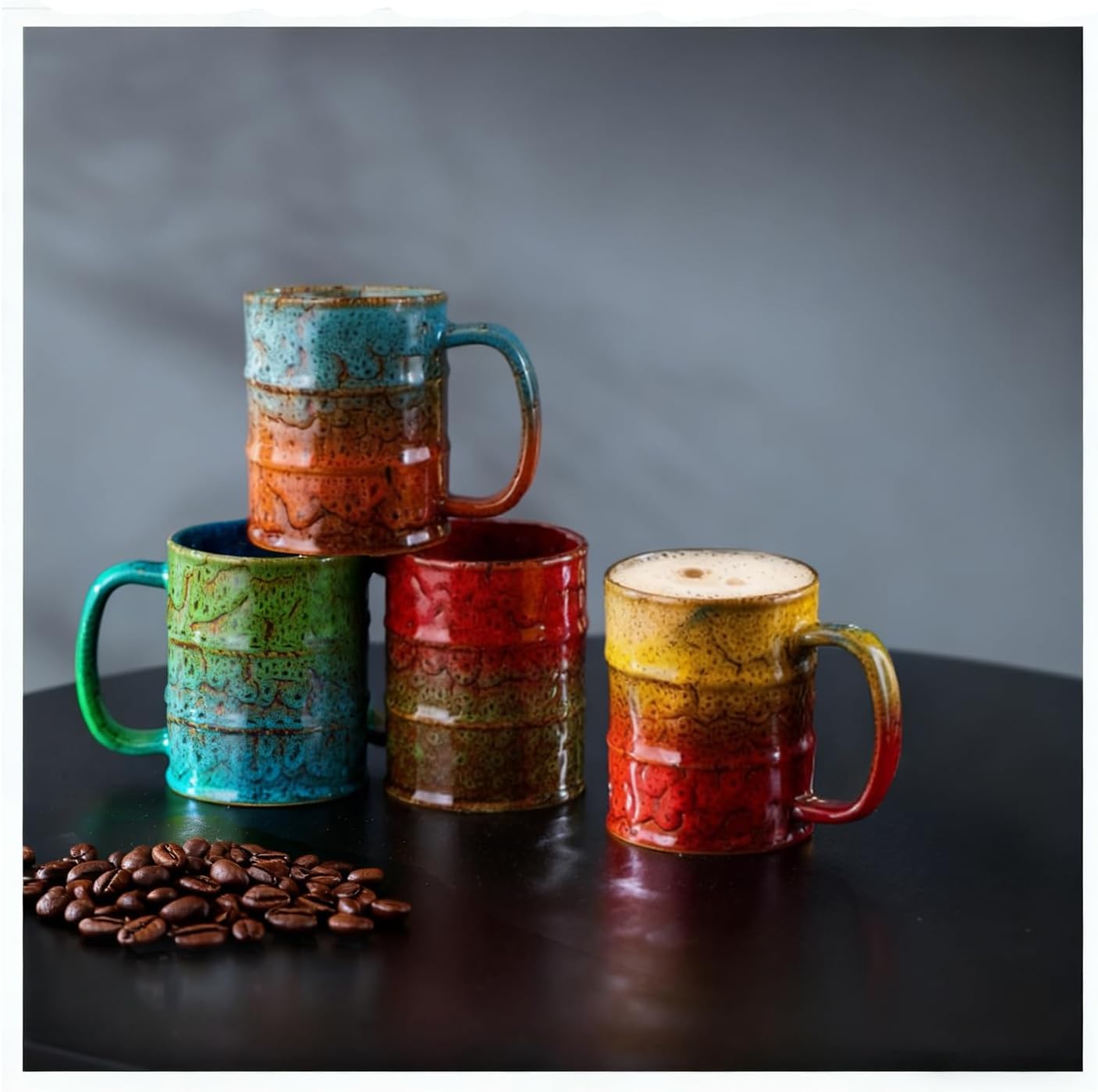 Coffee Mugs Set of 4,12 Oz Coffee Cups Ceramic, Perfect for Office Family Gatherings – Dishwasher and Microwave Safe(4,Multicolor)