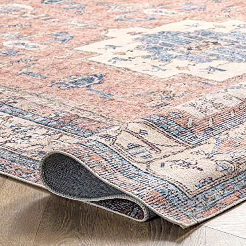 Nuloom Eleanor Machine Washable Distressed Medallion Area Rug, 5' X 8', Multi #TOP5