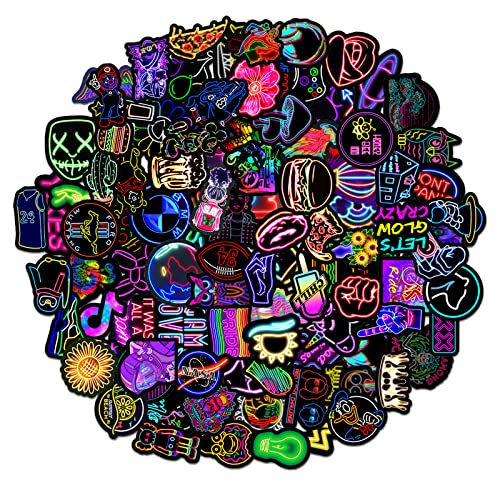 Wancala 100pcs Neon Stickers & Laptop Stickers, Strange Things Sticker Cool Neon Graffiti Sticker Luggage Guitar Bike Stickers Mobile Phone Computer Notebook Water Cup Decorative Stickers