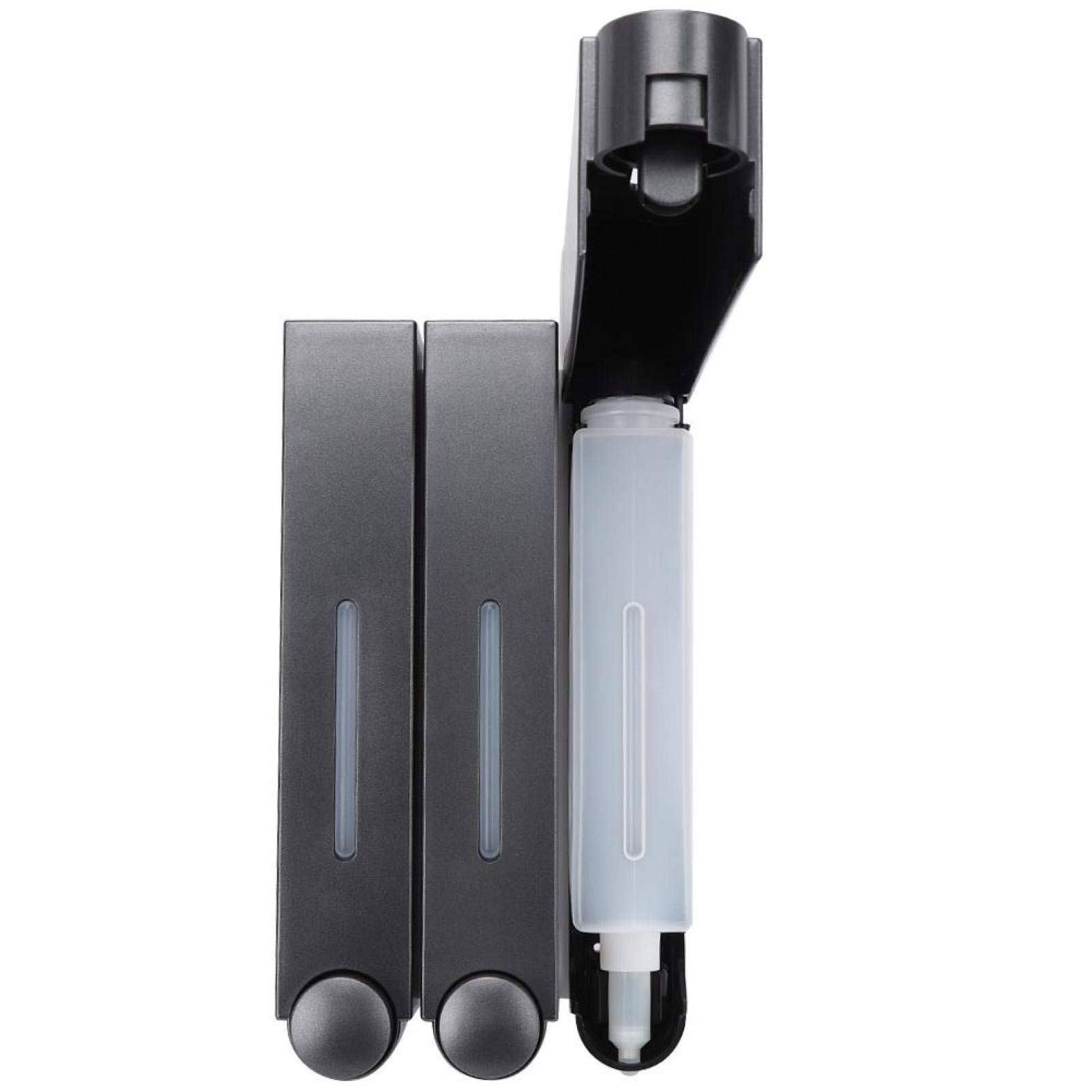Dispensador de jabón de Pared, Manual montado en la Pared para dispensador jabon Ducha, dispensador de Gel de Ducha, Gel y champu, Loción para Baño Cocina Hotel 3x420ml(Black)