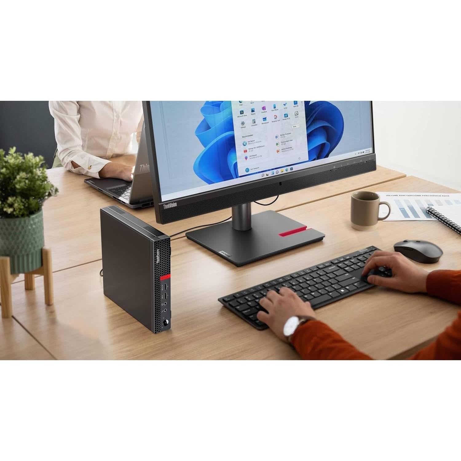 Lenovo ThinkCentre Mini Business Desktop, Ultra-Quiet Design, Dual-4K Monitor Support, AMD Dual-Core Processor, USB-C, Wi-Fi, RJ-45, Bluetooth, KB & Mouse, Windows 11 Pro (16GB RAM | 512GB SSD) — view 7