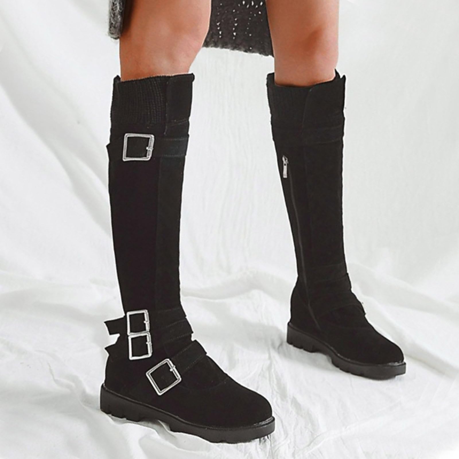 Tronchetti Donna Invernali Eleganti Slip On Scarpe Tinta Unita Comodo Camminata Stivali Scarponcini Calda da Neve Comodi Passeggio
