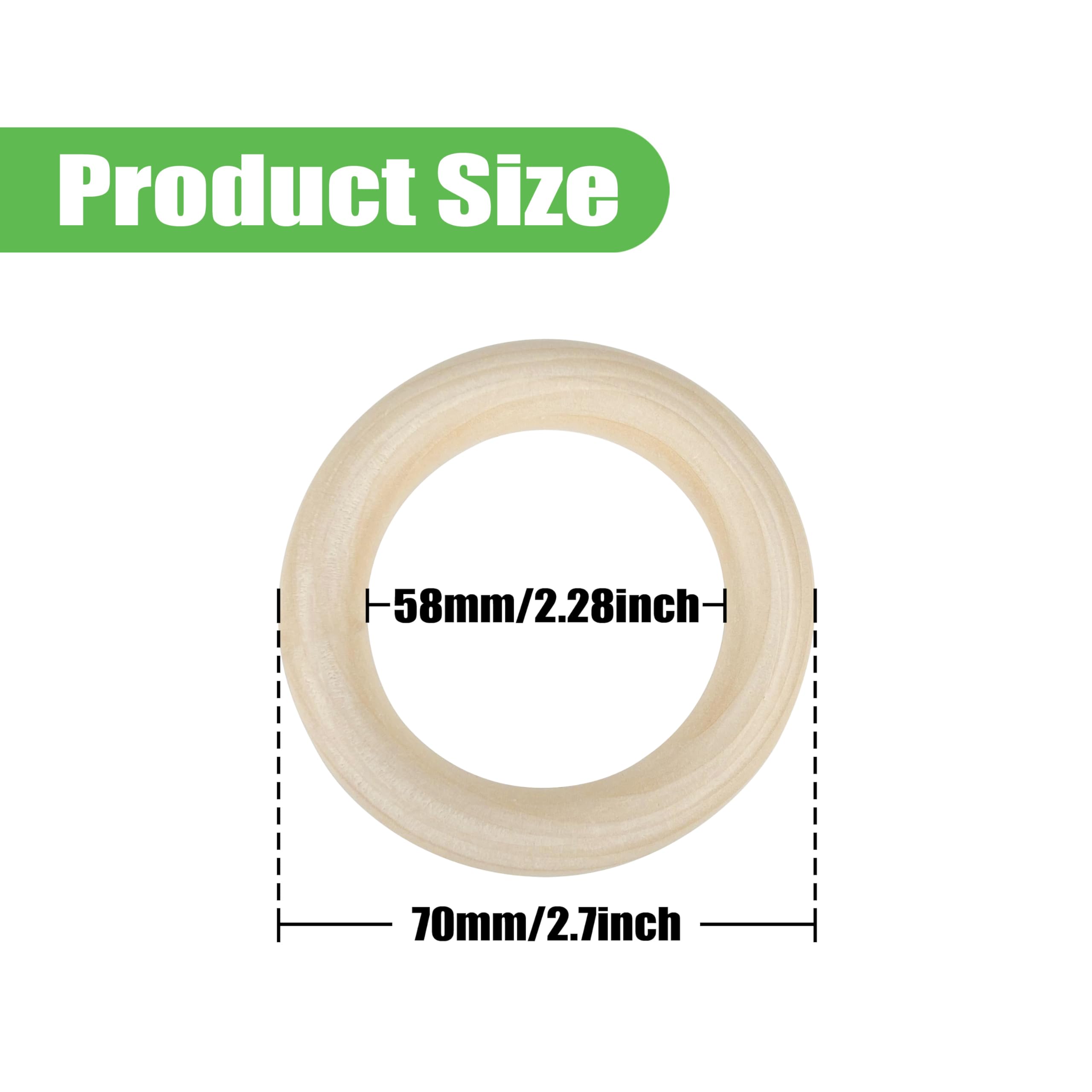 LOYORTY 50 Unfinished Wooden Rings For Crafts – 70mm Natural Wood Blanks For Macrame, Jewelry & DIY Decor