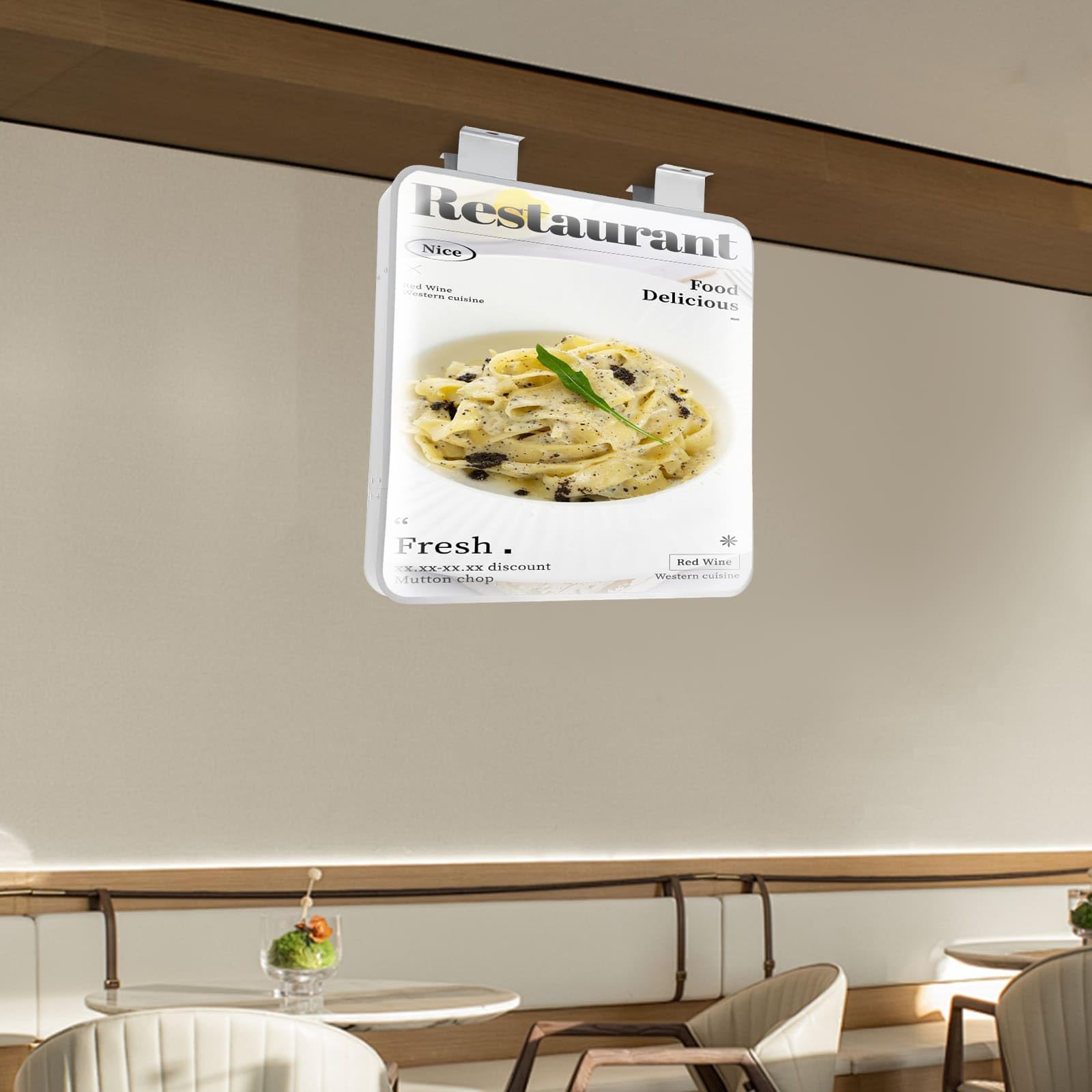 Panel publicitario luminoso LED, caja de luz LED cuadrada doble cara, 60 cm, IP65, aleación de aluminio y acrílico, para restaurantes, tiendas y peluquerías