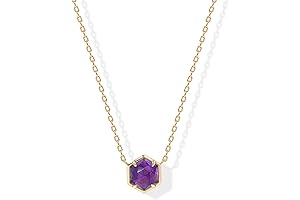 Dainty Amethyst Pendant Necklace for Women | 14K Gold Plated Gemstone Necklace
