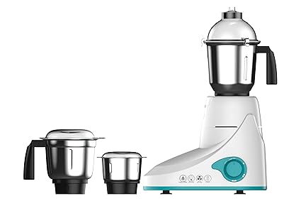 Crompton Diva 750X Mixer Grinder with MaxiGrind and Motor Vent-X Technology (3 Stainless Steel Jars, White and Turquoise) (DIVA750X3J)