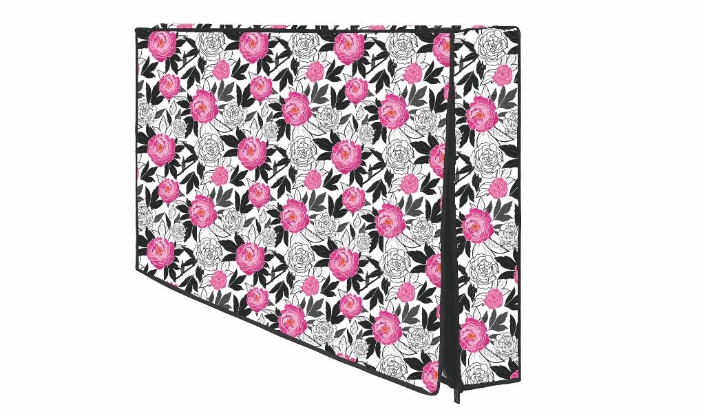 Mahal Creation PVC Printed LED TV Cover 32 Inch, Waterproof and Dustproof Cover with Transparent Polythene Layer Suitable for All Brands Led Tv (Red Rose)