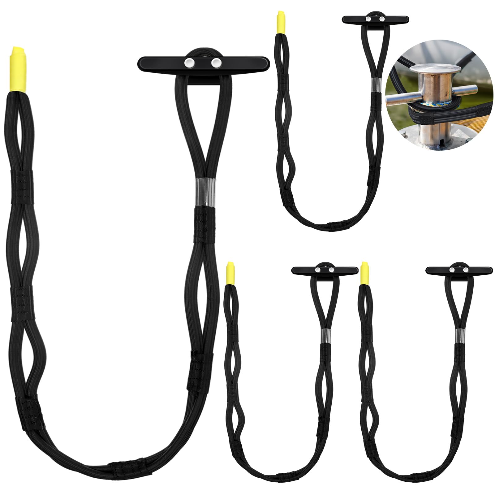 Yoande 4 Pcs Adjustable Mooring Rope with 7 Loop Design Marine Rope for Boat Dock Accessories