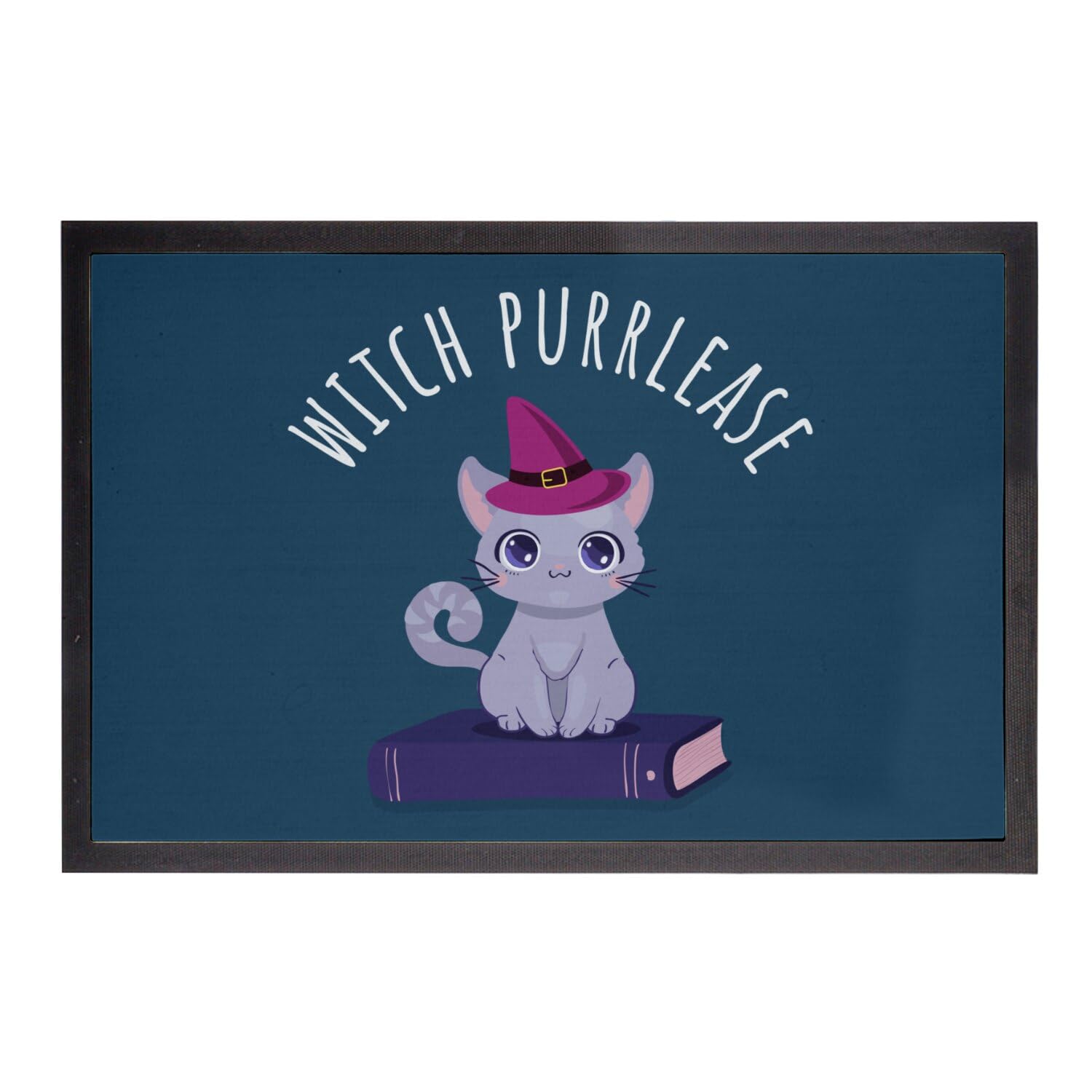 Paillasson bleu anti-saleté chat Halloween Witch Purrlease pour sol propre