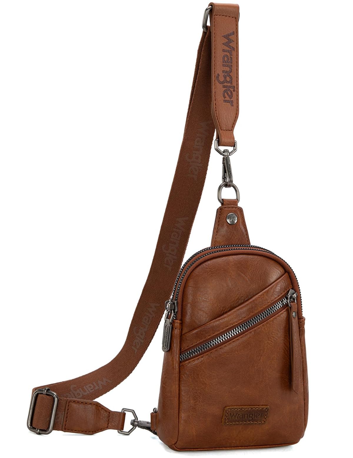 Wrangler Small Sling Bag for Women, Leather Crossbody Bags Cross Body Purse Fanny Packs with Adjustable Strap for Gift