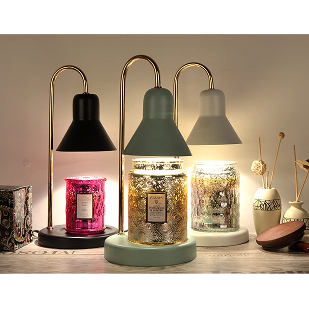 Lámpara de Cera de Fusión de Velas con Interruptor Regulable, Lámpara de Ayuda para Dormir con Aromaterapia Creativa, Lámpara Calefactora para Todos Los Frascos de Velas (Color : Black)