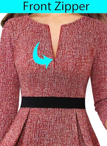 Image of VFSHOW Womens Work Business Office Front Zipper Peplum Church Sheath Dress