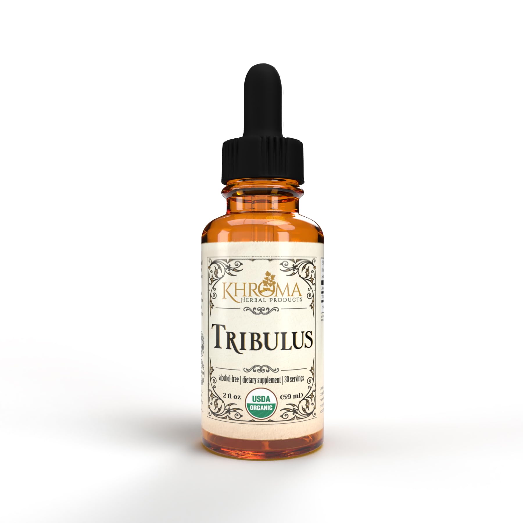 Khroma Herbal Products Organic Tribulus 30 Servings - 800 MG - Max Strength Liquid - Alcohol-Free - 2 FL OZ