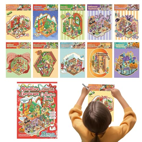 住宅用ステッカー,おもちゃの美的ミニチュアシールテープ,クリスマスとハロウィンの3Dシーンステッカー - クラフト、クラフト、ジャーナリング、旅行、大人向け、クリエイティブ装飾、教室、学校用
