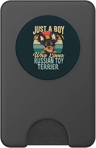 Miniatura 8 de Just A Boy Who Loves Russian Toy Terrier Dog Retro Vintage PopSockets intercambiables PopGrip