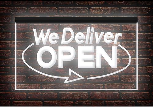 Vista 11 de 110020 We Deliver Open Services Café Comida Rápida Tienda Restaurante Pantalla LED Luz Neón Letrero (12" X 8", Rojo)