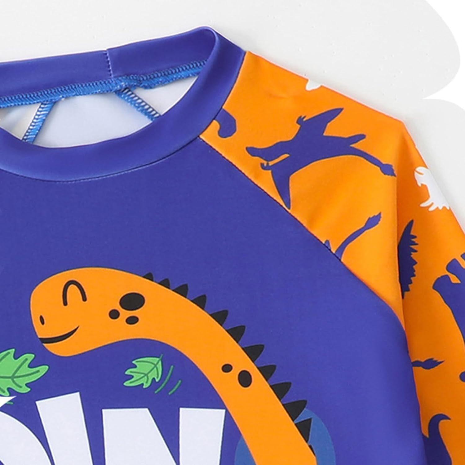 Swimming Top and Boys Swim Trunks 2 Piece Quick Dry Long Sleeve Swimwear Boys Print Round Neck Protection Rash Guard Sets