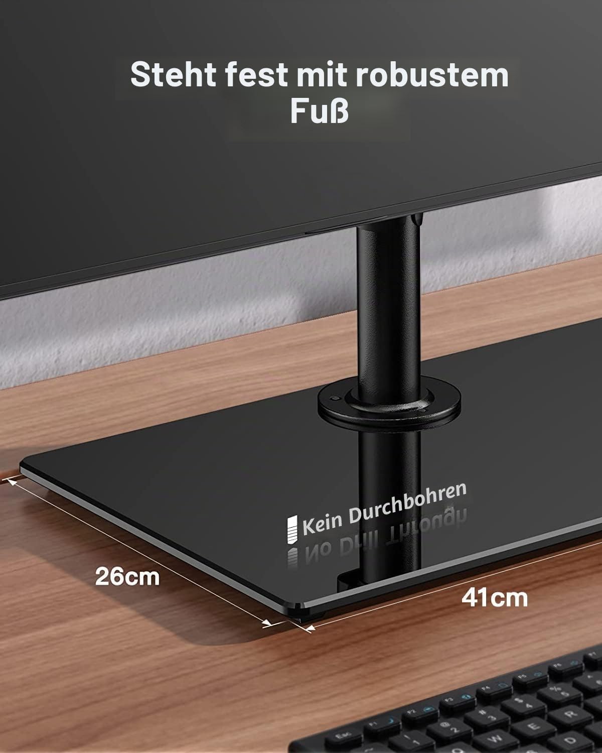 ErGear Monitor Halterung 2 Monitore für 13-32 Zoll Bildschirm, Bildschirmhalterung 2 Monitore mit Freistehender Sockel, Schwenkung 180° Drehung 360° VESA 75/100mm, 8KG pro Arm Gaming