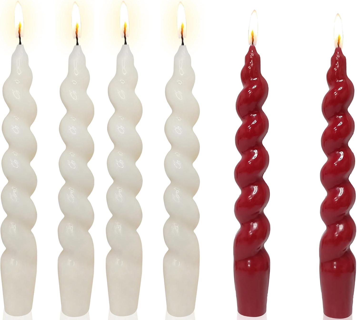 Christmas Taper Candle red Spiral Candlesticks - 7INCH Short Tapered Candles Twisted Candlesticks Unscented Candle Sticks for Holiday Wedding Party