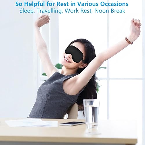 Miniatura 5 de Máscara de dormir de seda, para dormir con los ojos vendados para descansar durante la noche, cubierta ajustable para mujeres y hombres, bloqueo de