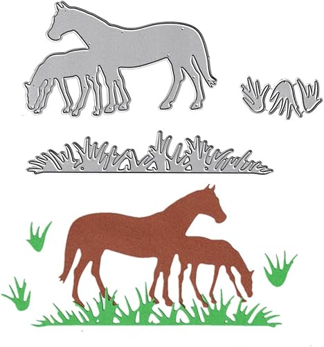 Miniatura 1 de 2 troqueles de corte de caballos y animales, troquelados de paja de hierba, plantillas de metal en relieve, molde de plantilla para tarjetas,