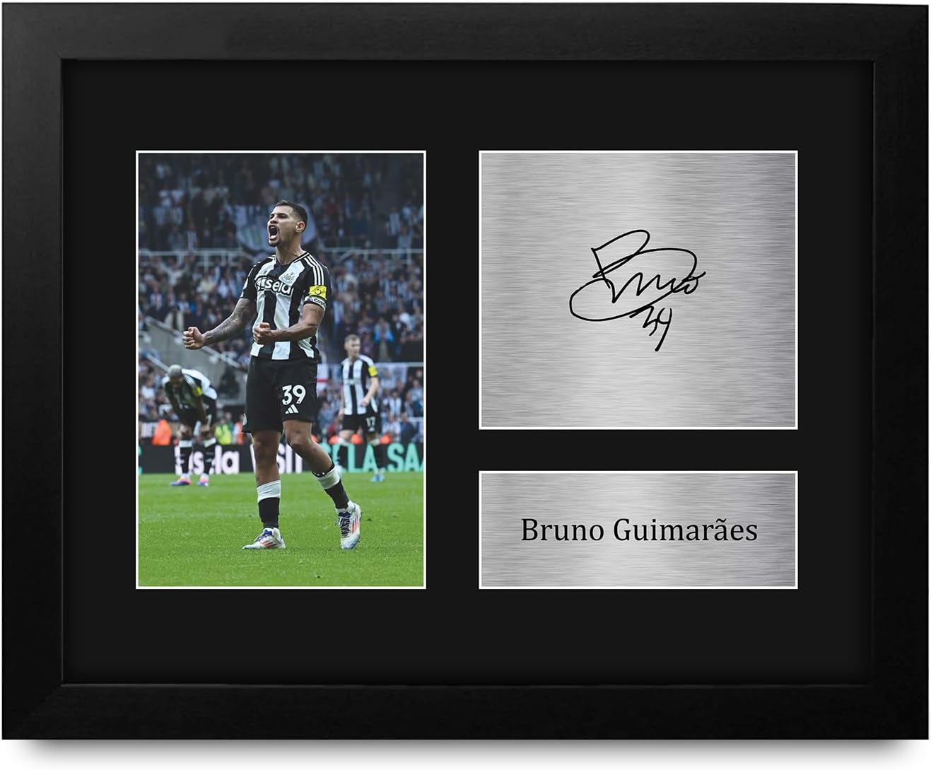 HWC Trading Bruno Guimaraes Magpies Framed Gifts Printed Signed Autograph Picture for Football Fans and Supporters - US Letter Size
