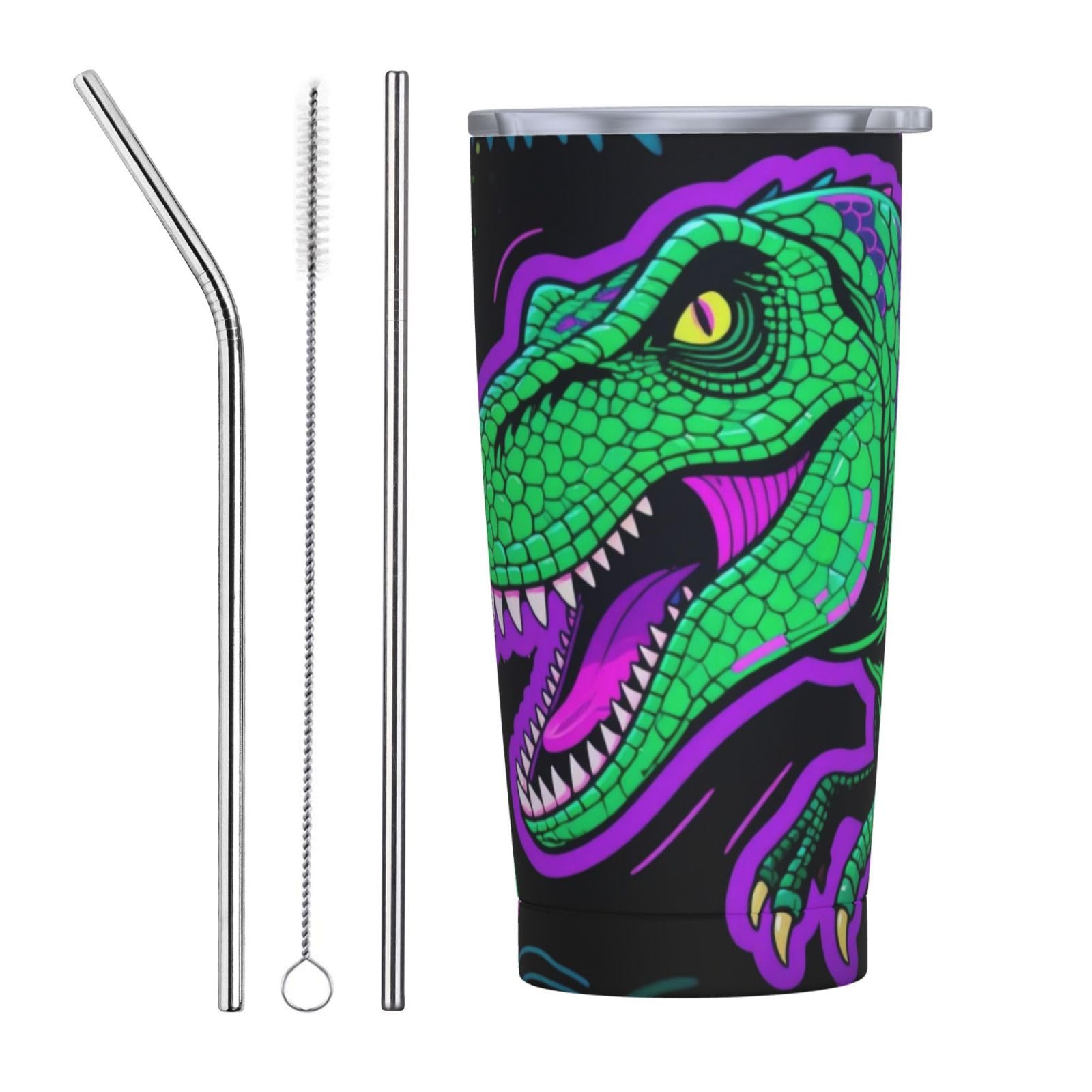 Mug de voyage isotherme original motif dinosaure phosphorescent, cadeau utile