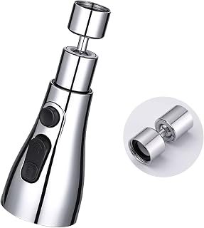 360° Swivel Kitchen Tap Spray Head with 3 Modes, FM22 M24 Sink Tap Faucet Attachment, Replacement Bubbler Head Aerator, and Tap Adapter Accessories (G1/2)