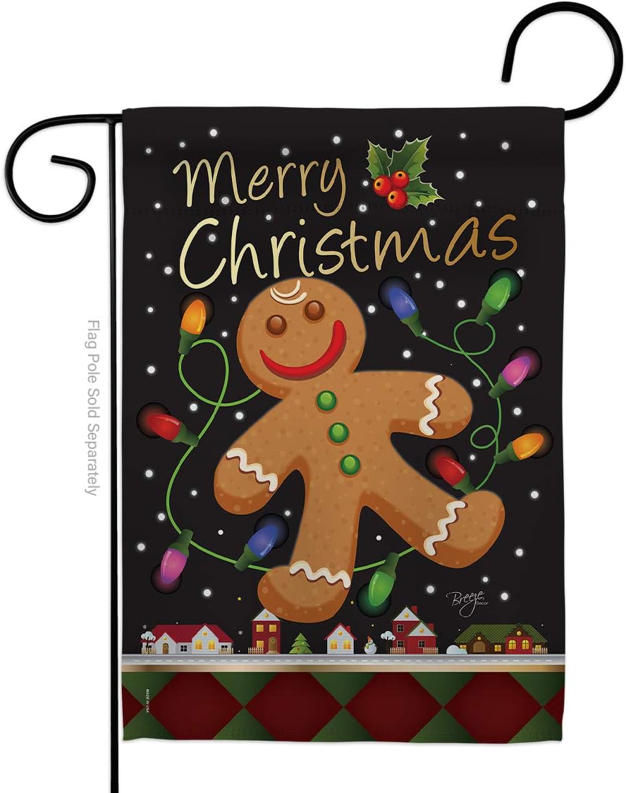Gingerbread House Flag Wintertime Christmas Santa Marry Xmas Present Reindeer Season Snow Small Decorative Gift Yard Banner Made In USA 28 X 40