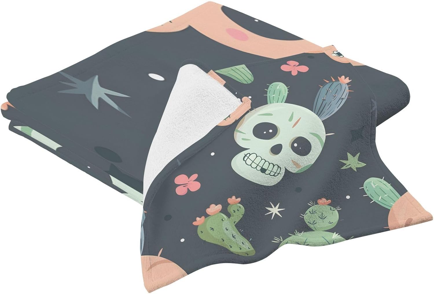 Hand Towels Premium Soft and Highly Absorbent Cute Skull and Cactus 2 Pcs Towels for Bathroom Set 100% Cotton Decorative Face Towels