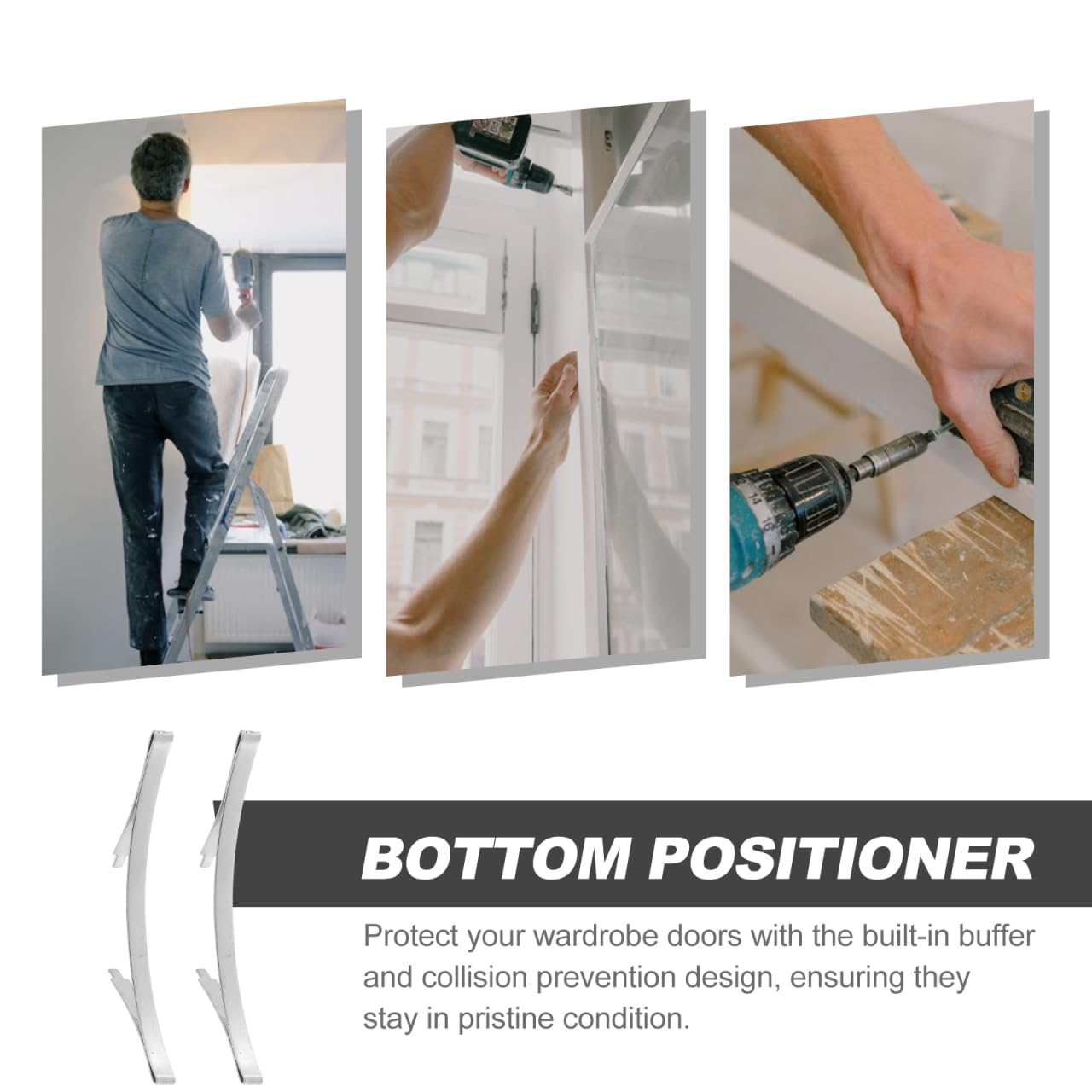 OSALADI 10 Pièces Positionneurs Inférieurs En Acier Manganèse Accessoires Rail Pour Portes Coulissantes D'Armoire Et Garde-Robe Résistants Et Précis