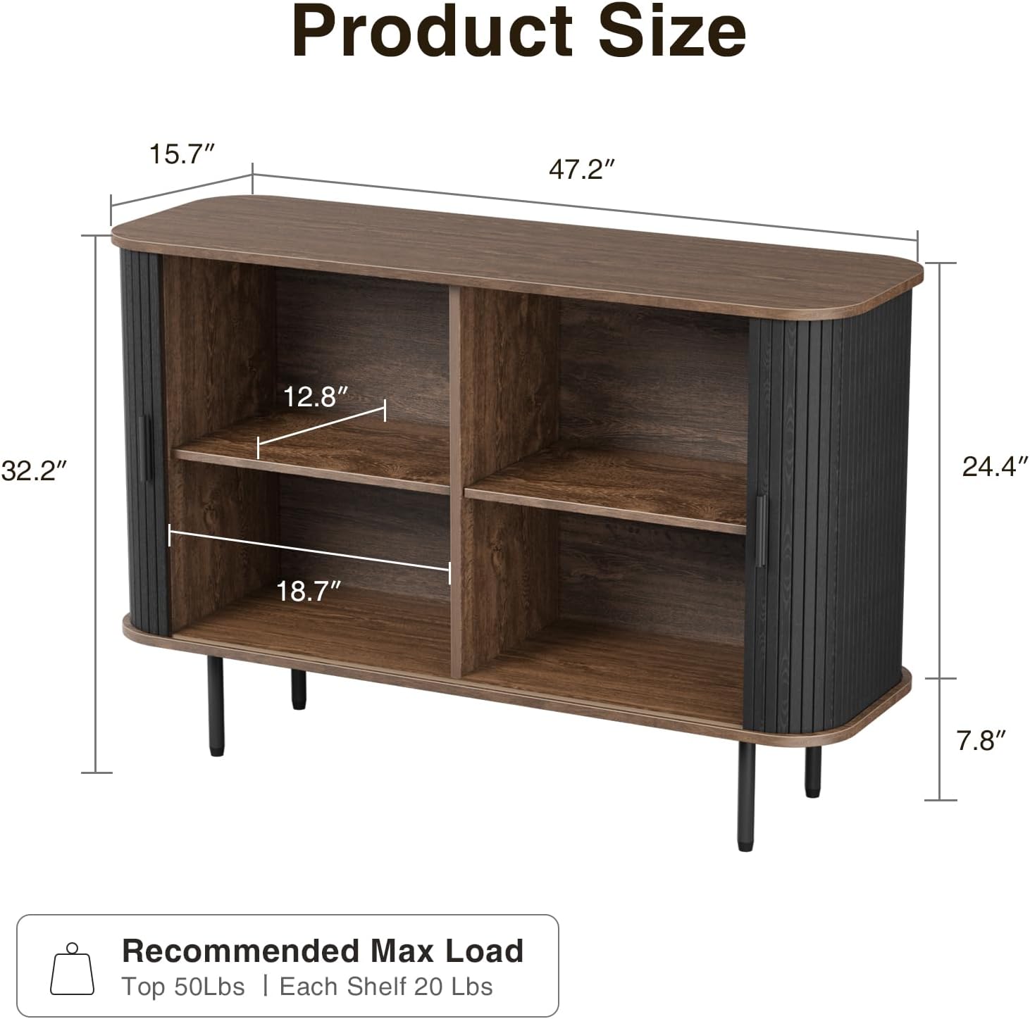 tambour door cabinet side view showing slatted sliding doors