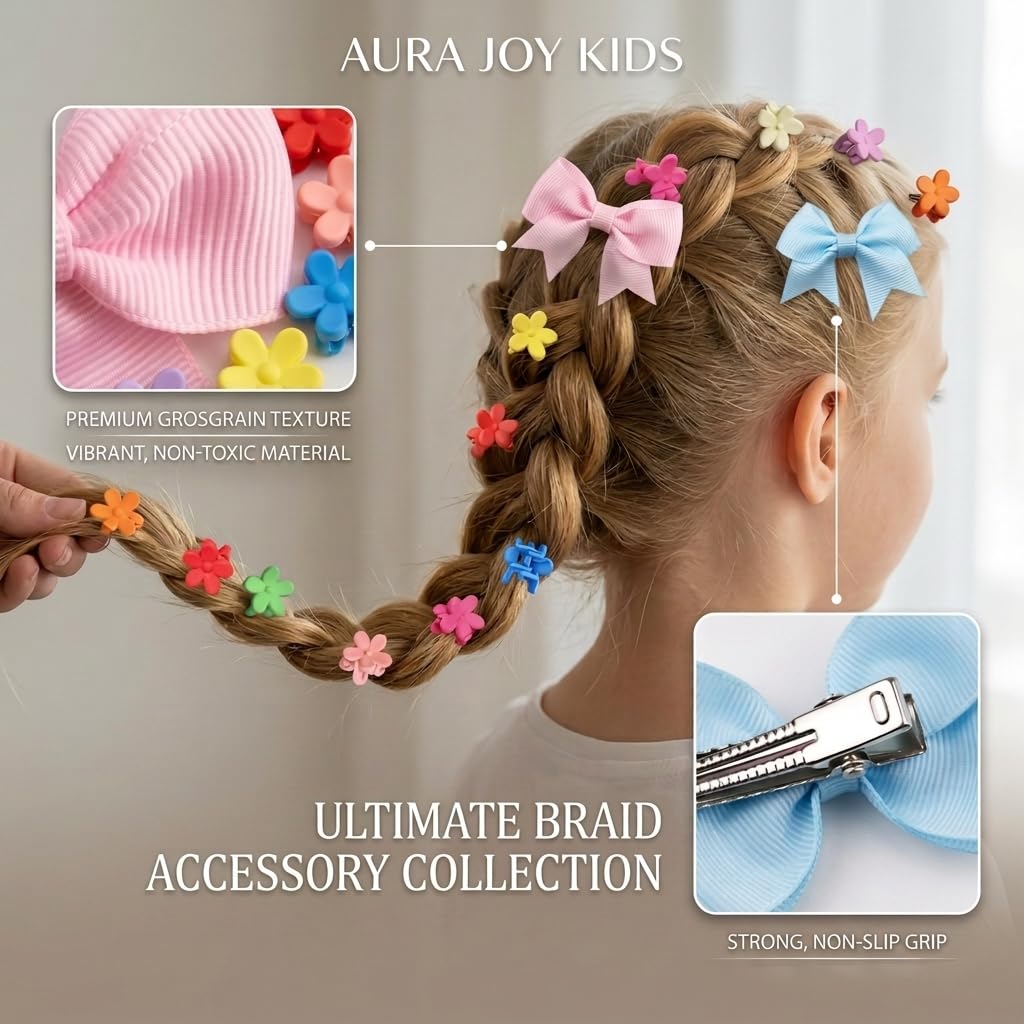 Hair Ties for Little Girls, 933Pcs Toddler Hair Accessories Set with Soft Rubber Bands, Bows & Flower Claws, No Pull for Thin Hair | Ligas para Cabello de Niñas (Pink)