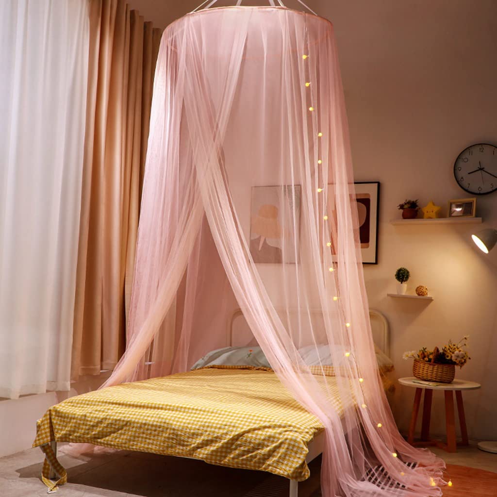 DXTFDHB Bed Canopy Lace Dome Sheer Mesh Bed Curtains - Anti-Mosquito Dome Bedding Net for Twin Full Queen King Size Bed