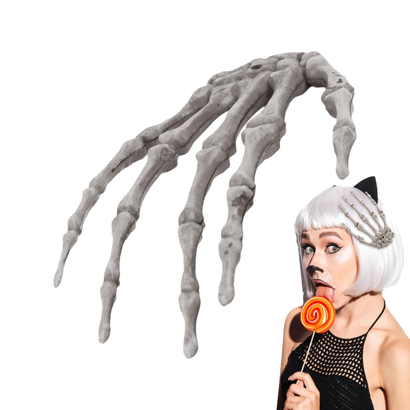 Gotische Skelett-Hand-Haarspange – Schwarz, Aus Legierung, Für Halloween & Partys