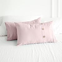 Vista 20 de Simple&Opulence - Juego de funda de edredón 100 % lino, 2 piezas con cierre de botón de coco, de lino francés lavado, color liso, suave