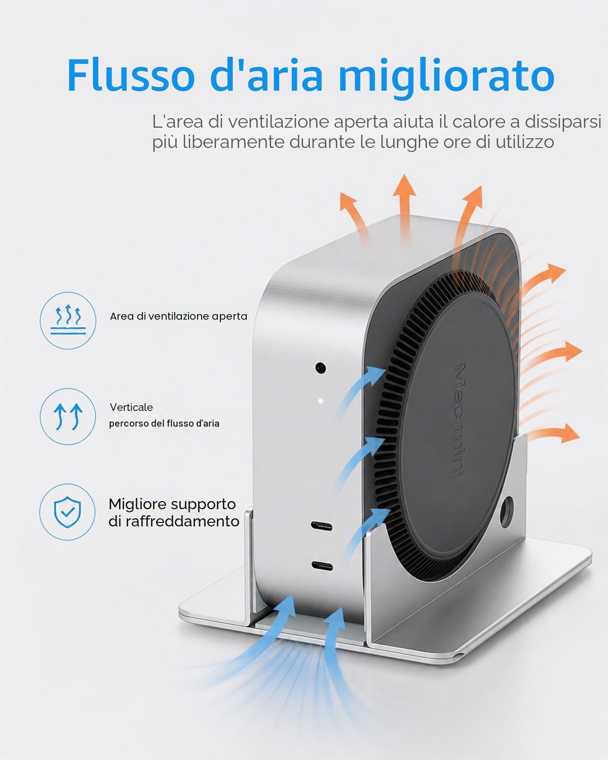 SNANSHI Supporto da scrivania verticale per Mac mini M4, design verticale per un facile accesso al pulsante di accensione/risparmio di spazio/migliore dissipazione del calore, compatibile con Mac mini