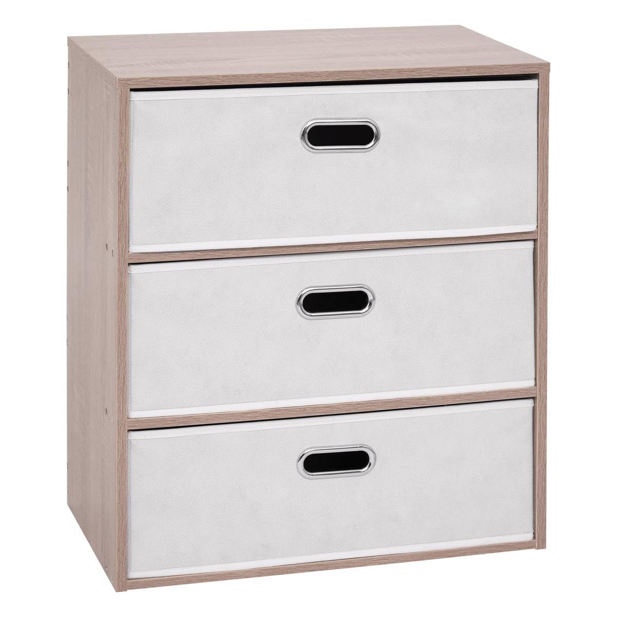 5 five simply smart 5Five - Cassettiera DRESS UP Beige - 3 cassetti - 50x30x60cm - Mobile contenitore funzionale, per organizzare la camera da letto, elegante e pratico
