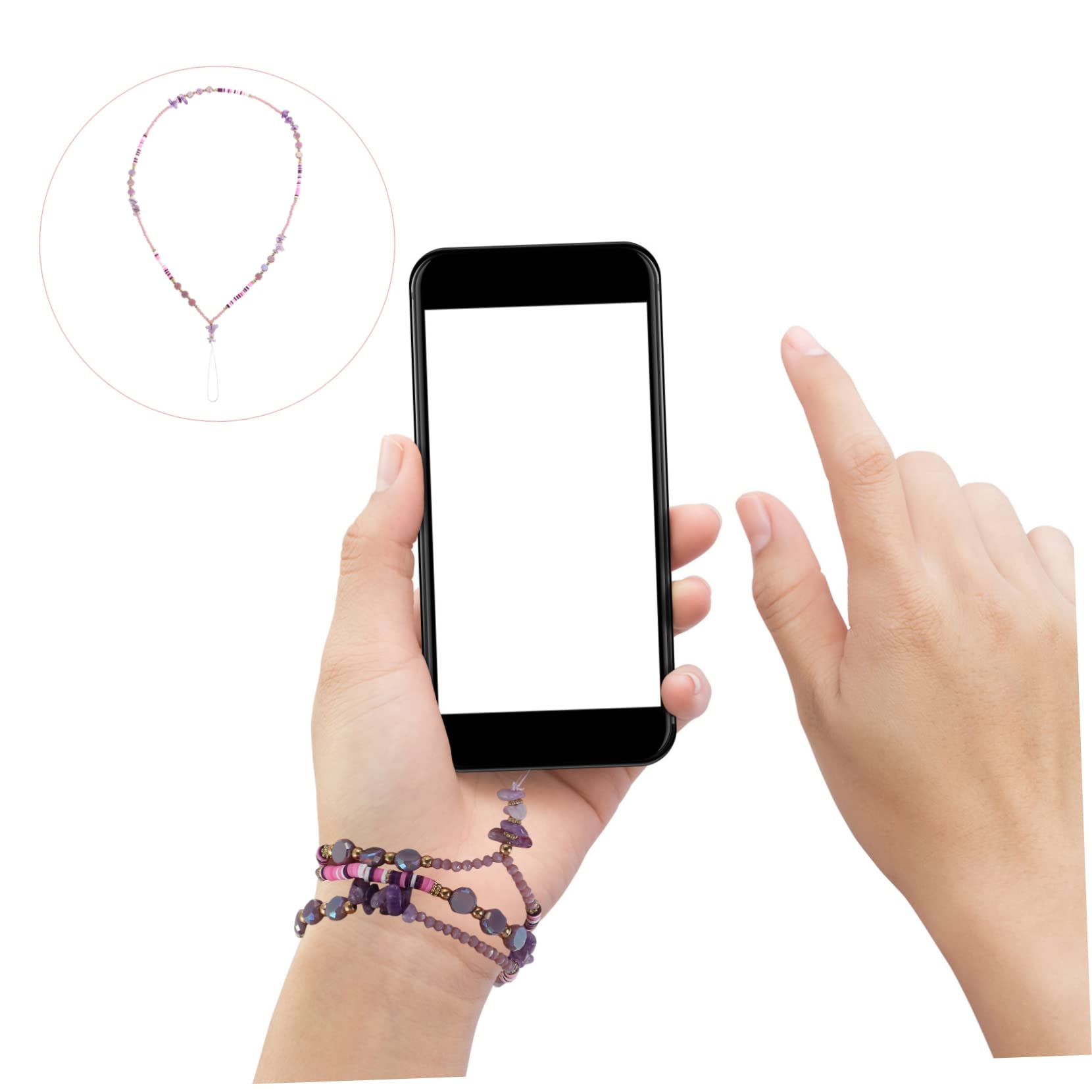 HOMSFOU Perlen Telefonkette Handschlaufe Für Schlüssel Smartphone Kamera-aufhängeband Damen Armband Armbänder Perlen Handy-hängeband Schlüsselarmband Schlüsselband Plastik Violett