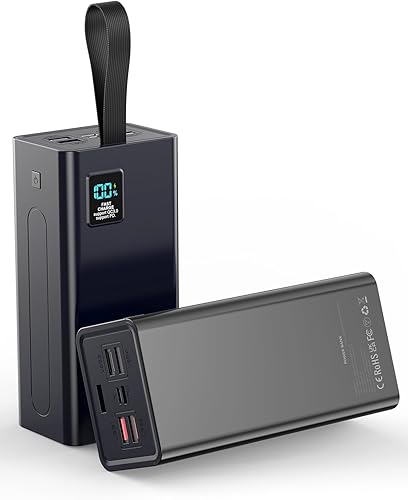 Cargador portátil Power Bank, PD 30 W y QC 3.0, batería de carga rápida, 70000 mAh Powerbank 5 salidas 2 entradas compatibles con iPhone