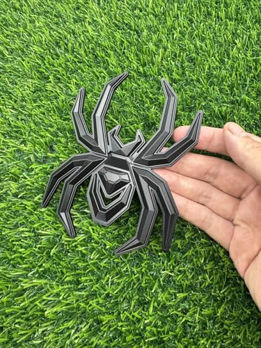 Image of 1pc Big 5.5inch Spider Emblems 3D Fender Rear Door Badges Custom Sticker Nameplate Replacement for Universal Car Body Motorcycle SUV Widow Door Edition Decoration (All Black)