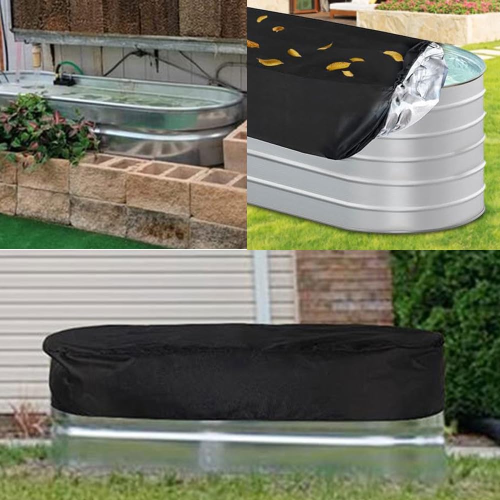 Housse de réservoir ovale en tissu Oxford 420D pour jardin, terrasse, extérieur (noir, 1,2 m)