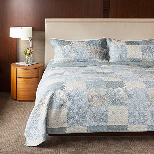 One-Day Sale: Up to 80% Off SLPR Cottage Floral 3-Piece 100% Cotton Lightweight Quilt Set - King with 2 Shams  Bedding Quilted Bedspread