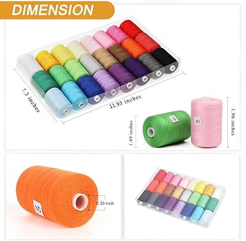 HAITRAL Sewing Thread Sets - 24-Color Mixed Cotton, 1000 Yards for Sewing Machine, DIY Projects