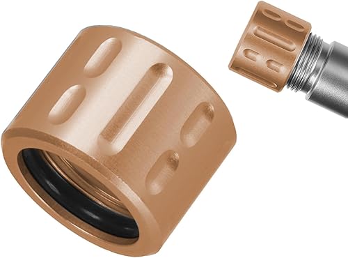 Vista 156 de NDZ Performance Protector de rosca de barril de 1/2x28 pulgadas de aluminio anodizado y acero inoxidable Cerakote o PVD con junta tórica, fabricado
