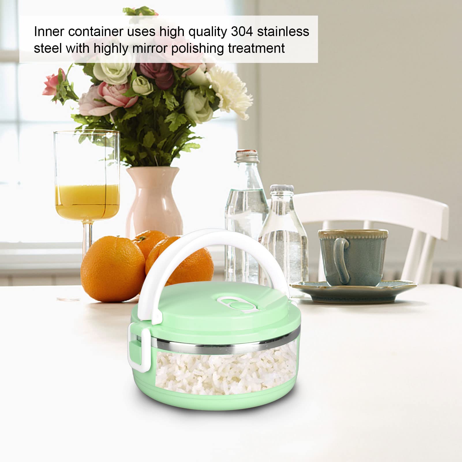 Boîte à déjeuner, pour aliments chauds, sac à déjeuner isolé portable, boîte isolée empilable pour aliments chauds, boîte à déjeuner ronde en acier inoxydable 304, récipients alimentaires scellés